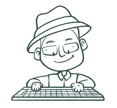 Skizee von Frederik, wie er an der Tastatur schreibt.